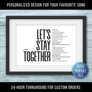 Let&#39;s Stay Together | Personalized Song Lyrics Printable Art | Custom digital poster | Instant download files | Wall decor print | Her Gift