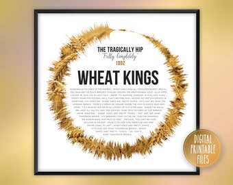 Wheat Kings, Custom Radial Sound Wave and Lyrics Art, Printable Digital Poster, Favourite Song Print, Personalized Music Birthday Gift