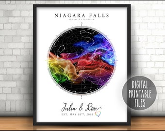 Personalized Star Constellation Map, Printable digital download poster, Custom Celestial Galaxy art, Stars Chart, Wedding Anniversary Gift