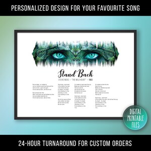 Arte gitano con ondas sonoras y letras personalizadas, póster digital imprimible, descarga instantánea, impresión de aniversario personalizada, regalo de cumpleaños para ella