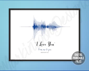 I Love You Art Print Gift - Sound Wave & Voice Art Poster