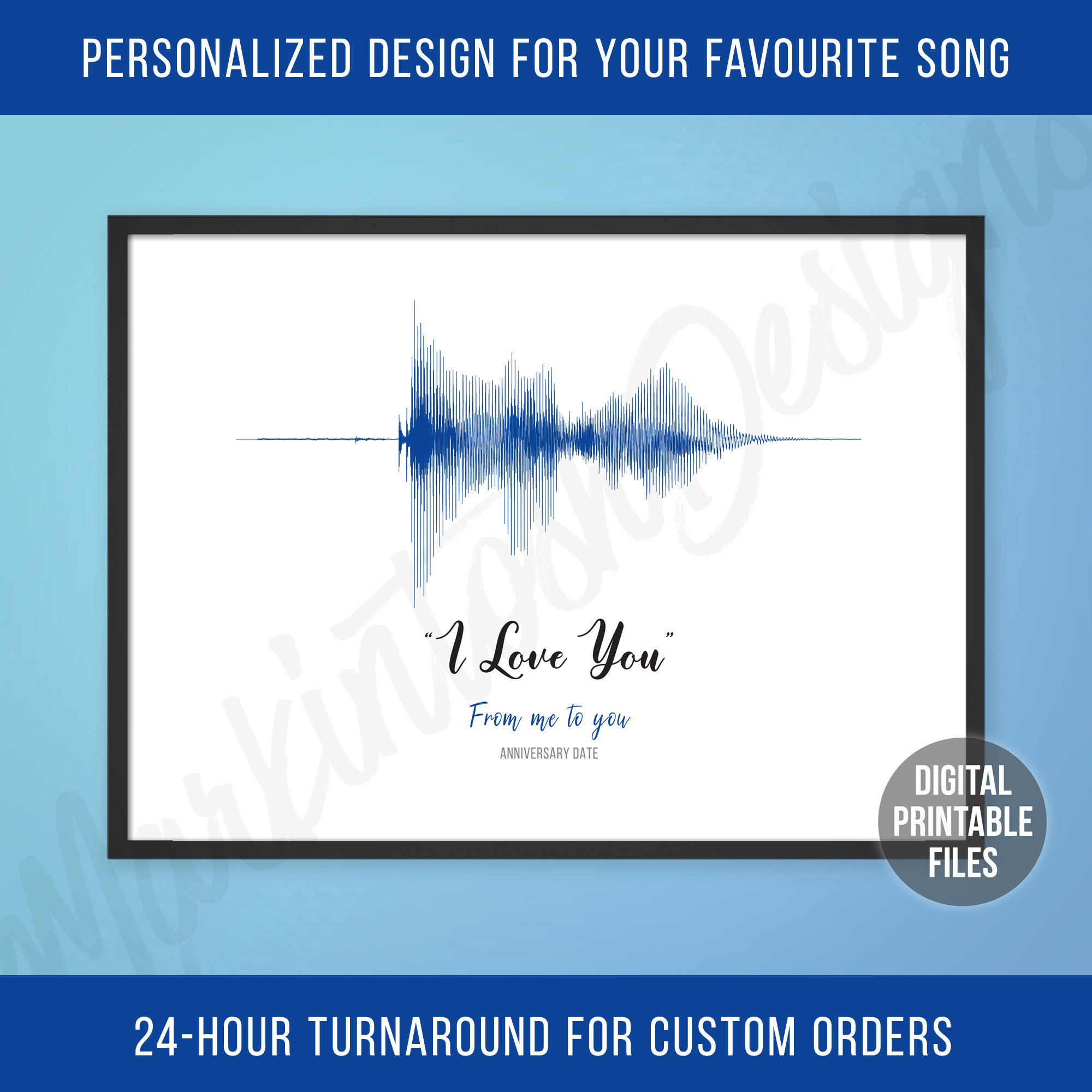 I Love You | Custom Soundwave From Audio File | Printable Digital