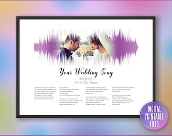 Wedding Anniversary Custom Sound Wave and Lyrics art, First Dance song, Printable digital, Instant Download, Personalized soundwave gift