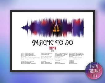 Magic To Do, Broadway Musical Pippin Theatre Song Soundwave & Lyrics Art, Printable digital file, Personalized Birthday Gift, Custom print