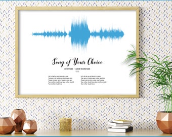 Custom Sound Wave with Lyrics, Printable digital file, Soundwave art, Personalized print gift for him her, Digital download files, 24-hours