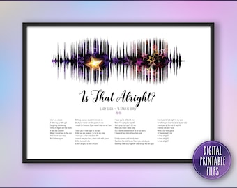 Is That Alright?, Custom Sound Wave and Lyrics art, Printable digital, Instant download, Personalized Anniversary print, Birthday music gift