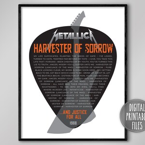 Metallica Song Lyrics Print Metallica Lyrics Wandkunst Etsy