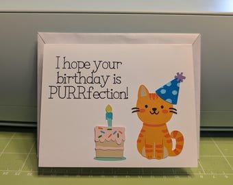 Purrfection Cat Punny Birthday Card