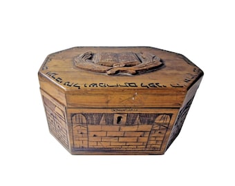 Vintage Olive wood Etrog box Jewish Judaica Israel 1950s