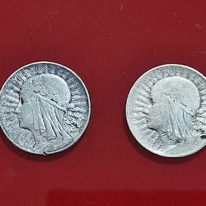 2 coins Republic of Poland 5 Zloty / Zlotych 1933 Silver.