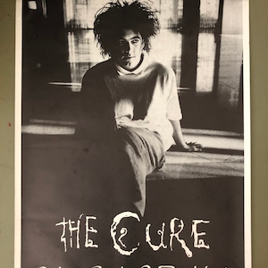 The Cure 1987 poster of Robert Smith, Black and White, VERY RARE, Vintage