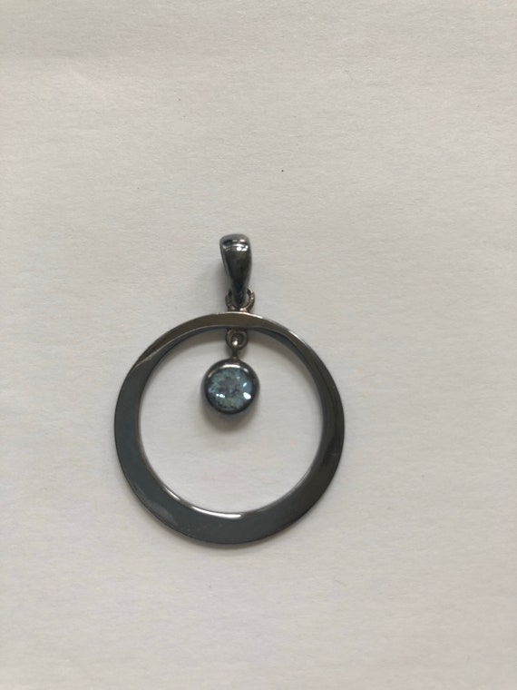 Silver/light blue gemstone pendant, 1990s