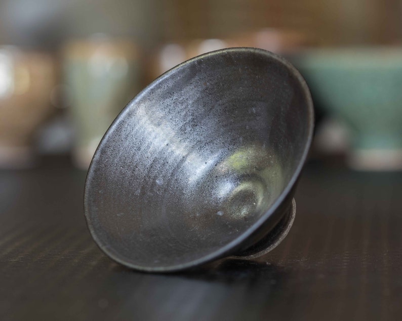 Vintage Black Tall Foot Bowl
