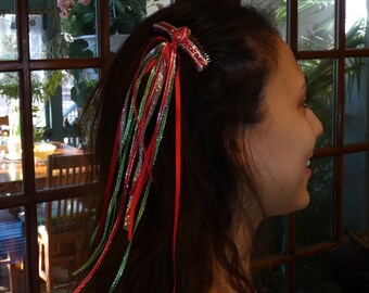 Christmas Hair Combs (PAIR) Festive and Fun Hair accessories for the holiday season - Hand Decorated