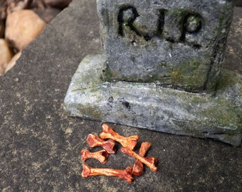 Bloody Miniature Bones 1:33 scale -Set of 5 + 'bone fragments' -BONES ONLY -Mini Human Bones -Handmade -gnome garden fairy garden accessory