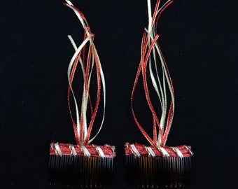 Christmas Hair Combs (PAIR) Festive and Fun Hair accessories for the holiday season - Hand Decorated