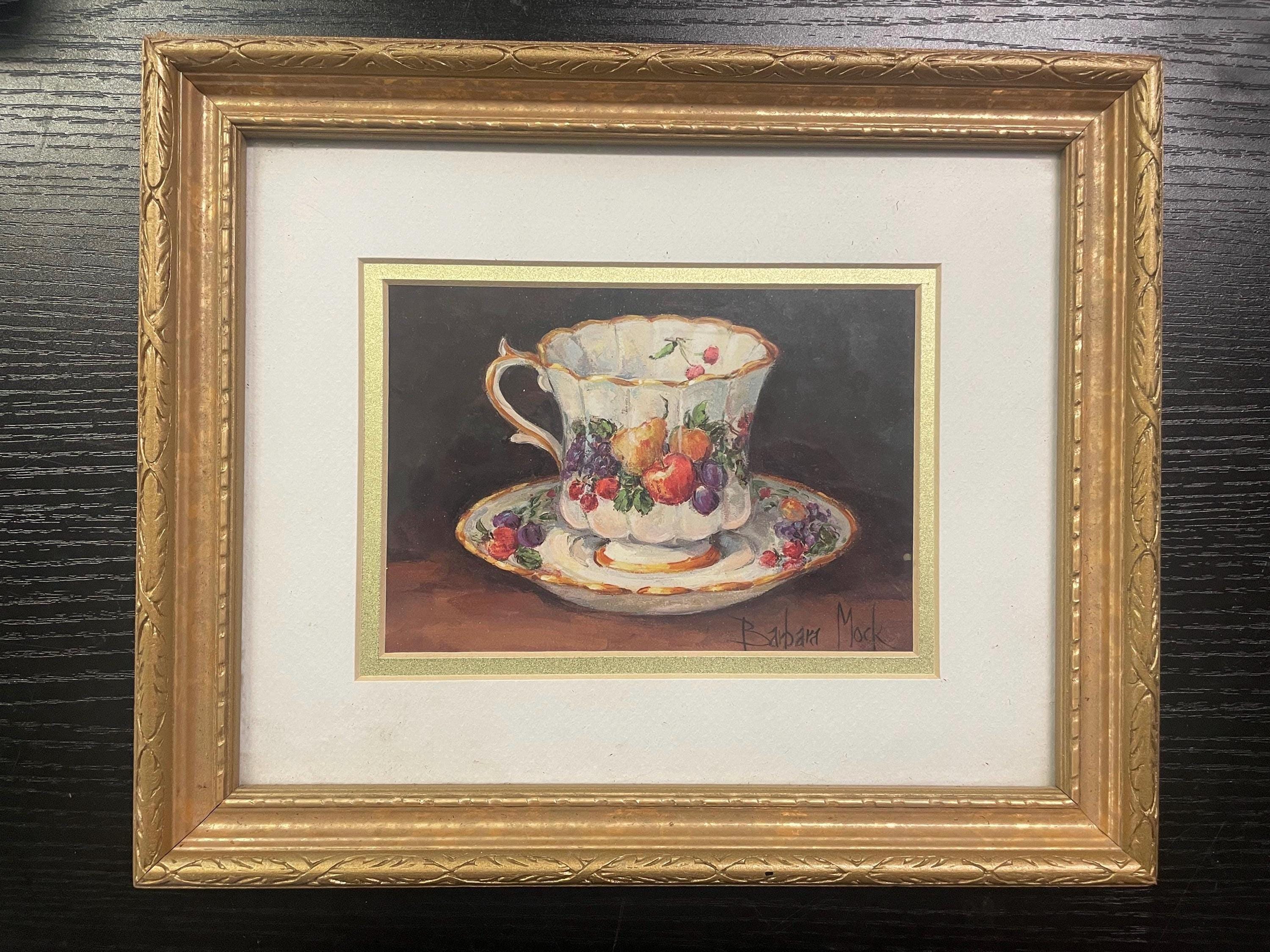 Barbara Mock 花と食器の静物画 金色フレーム Barbara Mock Teacup - Etsy