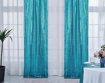 Zdada 8ftx8ft Turquoise Glitz Backdrop Party Backdrop Photo Sequin Curtains Background