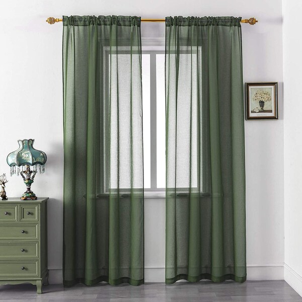 Chiffon Green Curtains - Etsy UK