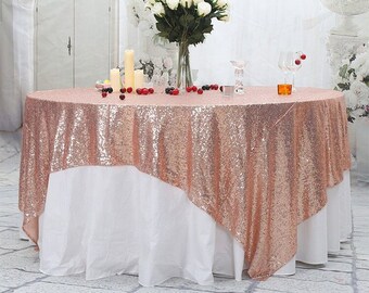 Rose Gold Sequin Table Overlay 52''x52''