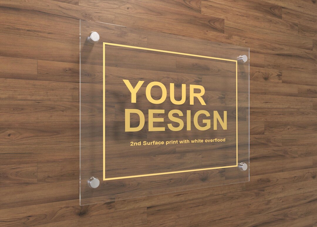 Floating Acrylic Logo Sign Standoff Mounted Modern Business Office Wall ...
