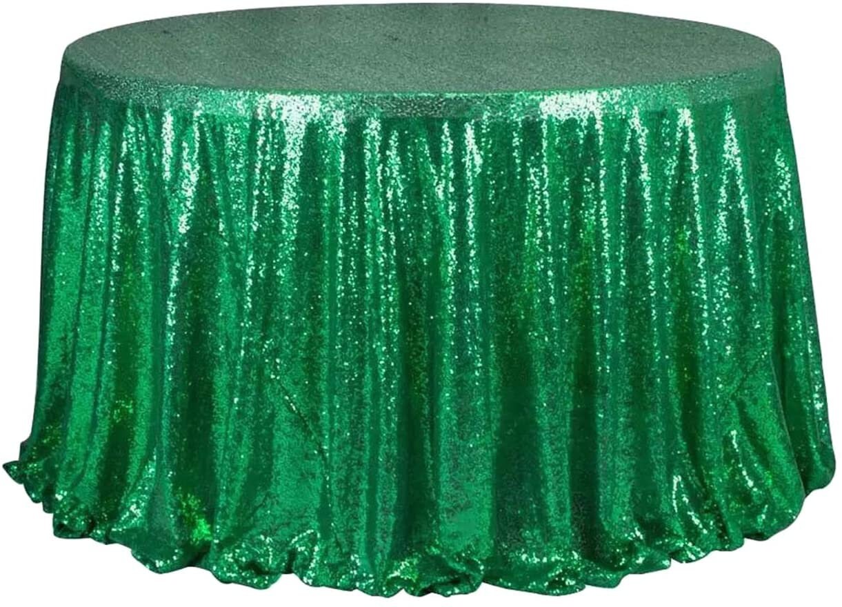 Green Sequin Round Tablecloths Etsy