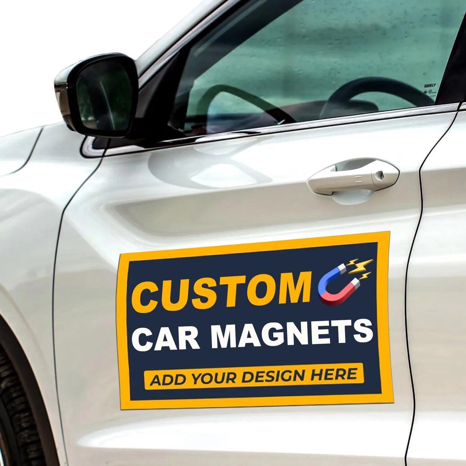 Custom Car Magnet Set of 2, Personalized Magnetic Signs for Car, Van, Truck, Custom Logo Magnets, Vehicle Decals, Magnetic Advertisements.