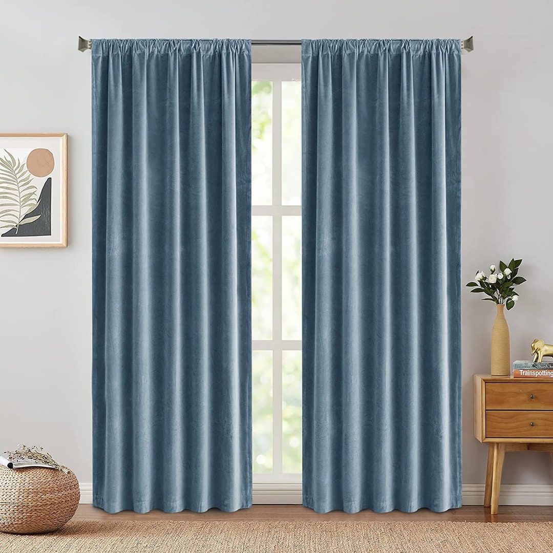 Dusty Blue Velvet Backdrop Curtains - Etsy