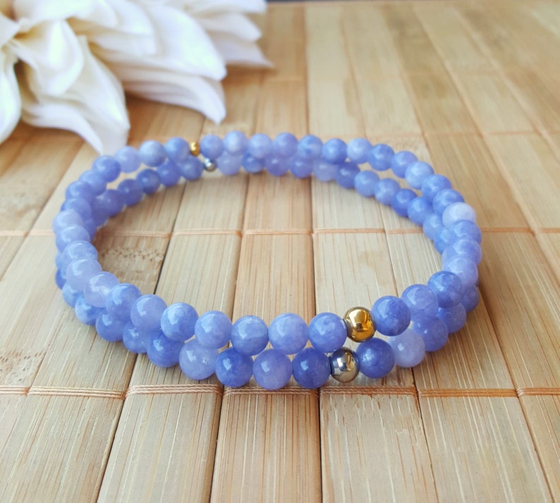 meditation gemstones chakra stretch anklet crystals calming yoga anklet wedding beach wedding Lavender Aquamarine Anklet gift