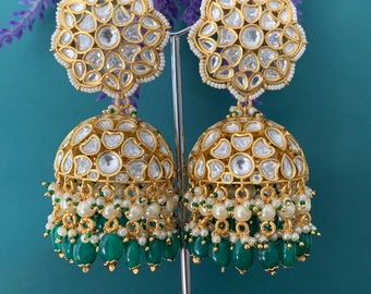 Veera tyanni jhumki in emerald green