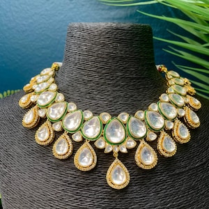 Rihana Sabyasachi inspired kundan choker necklace Gold / black