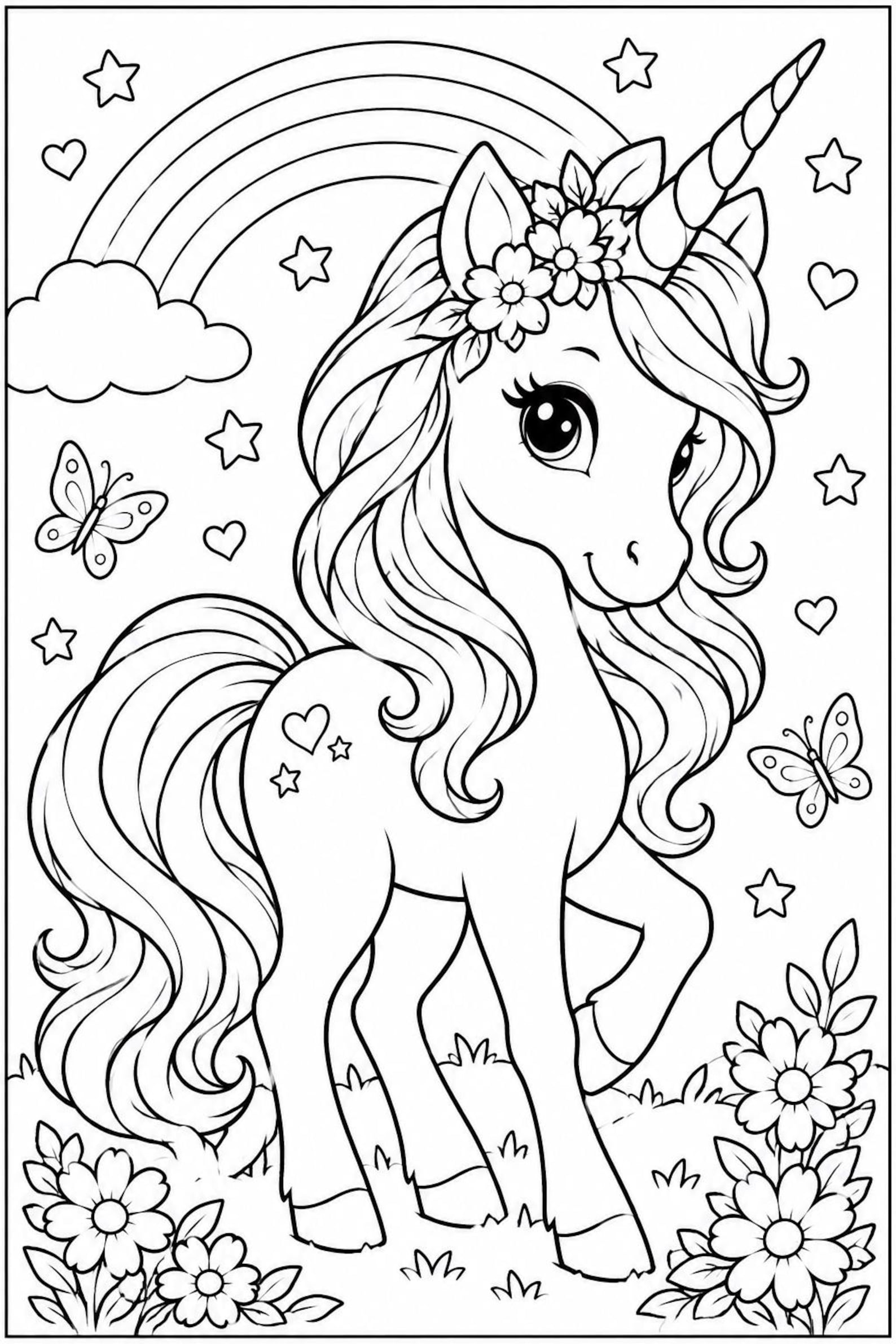 Unicorn Coloring Page - Etsy New Zealand