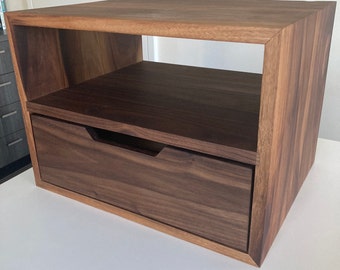 American Black Walnut Floating Bedside Table/Nightstand/Side Table/Vanity w/Drawer (Free Shipping!)