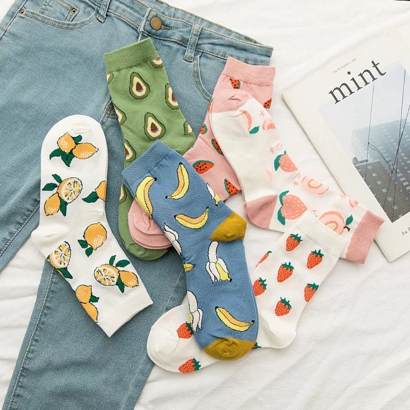Women's Casual Socks|Cute Fruit Prints on Soft Casual Socks|Girl&…