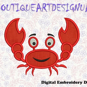 Crab Applique Machine Embroidery Design, Red Crab Applique for baby, Crab Embroidery design