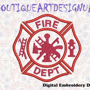 Fire Department Logo Embroidery Machine Embroidery, Fire Department Shield Machine Embroidery Design