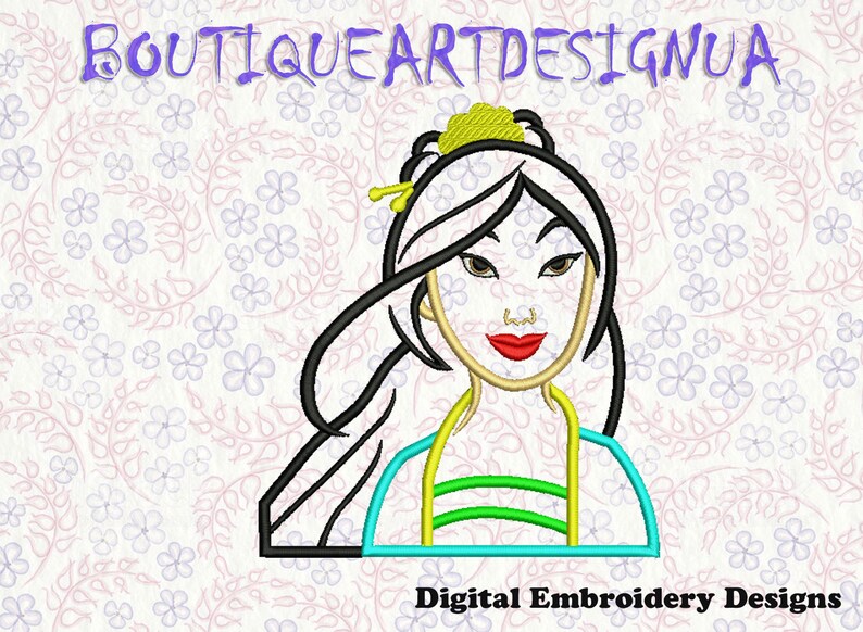 Mulan Disney Princess Machine Cinderella Embroidery design Mulan Applique Embroidery Disney Princess Applique Machine Embroidery Design