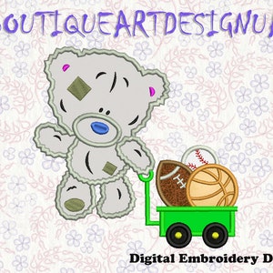 Grey Bear with balls, Cute bear Applique Machine Embroidery Design, Applique for baby, Bear Embroidery design