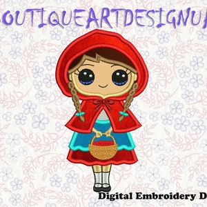 Red Girl Applique Embroidery Design, Girl in a Cap Embroidery Design, Charming Girl Machine Embroidery Applique, Applique For Baby