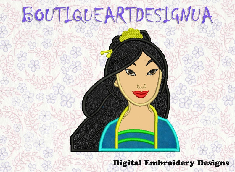 Mulan Disney Princess Machine Cinderella Embroidery design Mulan Applique Embroidery Disney Princess Applique Machine Embroidery Design