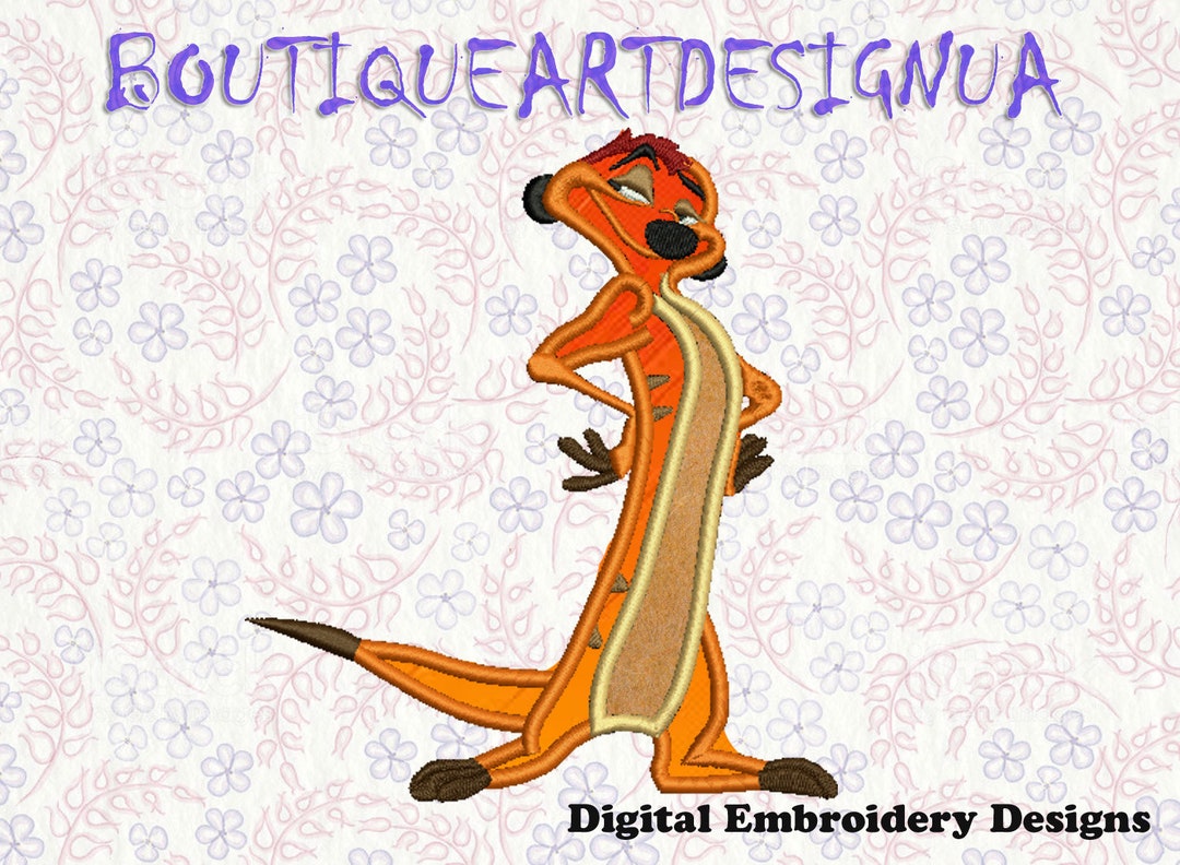 Timon Applique Embroidery Designs, Lion King Timon Pumba Embroidery ...