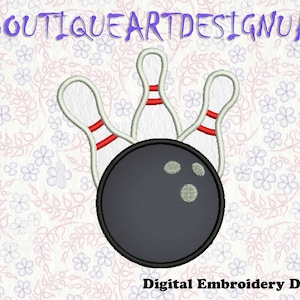 Bowling pinnen borduurwerk ontwerpen, sport borduurwerk ontwerpen, bowling spel stoffen machine borduurwerk design, bowling borduurwerk ontwerpen