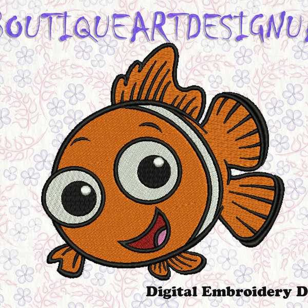 Orange fish Fill Machine Embroidery Design, Nemo Machine Embroidery Design, applique design