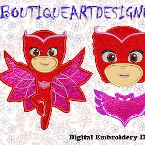 Red girl  in a mask Applique Embroidery Designs,  Set – head, logo, body Machine Embroidery Designs, Applique Embroidery Designs