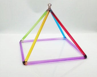 6 inches Crystal Singing Pyramid With Rainbow Color With Free Mallet