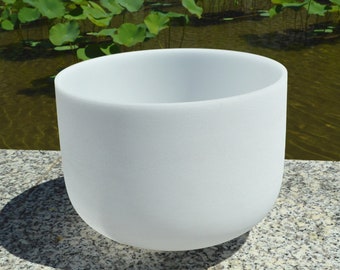 8” 528 Hz Perfect Pitch C Note White Frosted Crystal Singing Bowl Healing Your Heart With Free Mallet