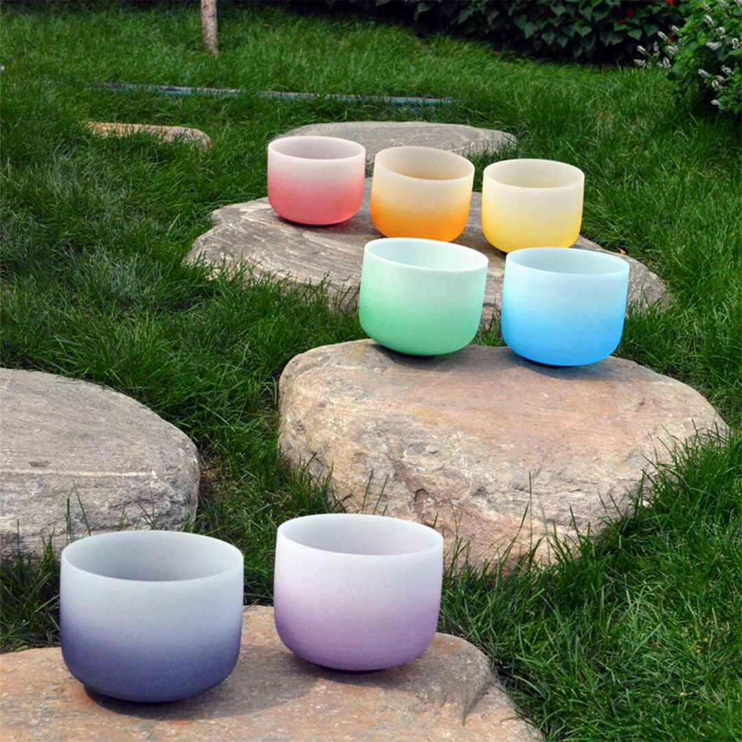 432HZ 7 Pieces Frosted Quartz Singing Bowl for Sale With Free Mallets
