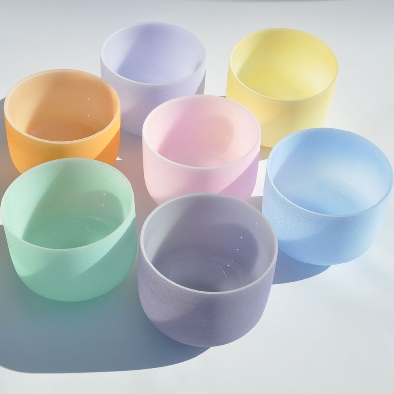 440Hz 7 Pieces Light Colored Quartz Crystal Singing Bowl With Etsy