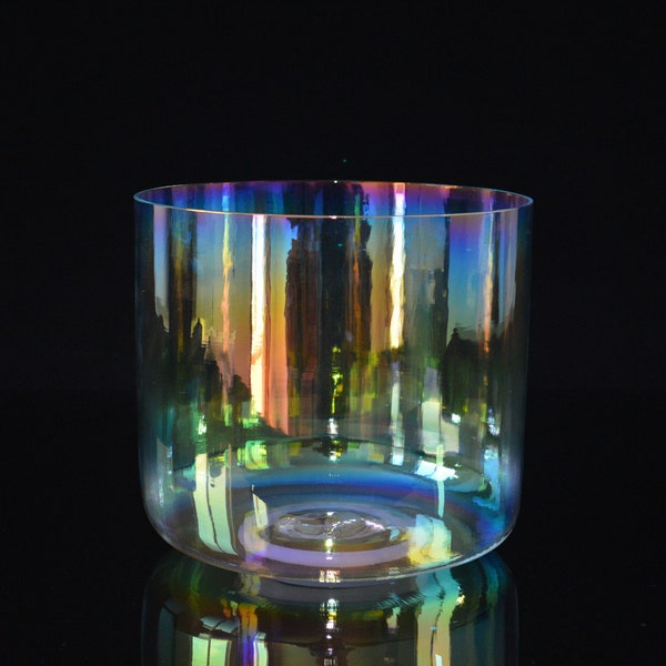 Perfect Pitch Flat Bottom Cosmic Light Crystal Singing Bowl with Free Mallet