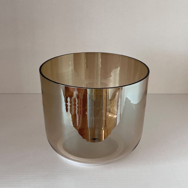 432Hz Perfect Pitch Smoky Color Crystal Singing Bowl with Free Mallet and Oring